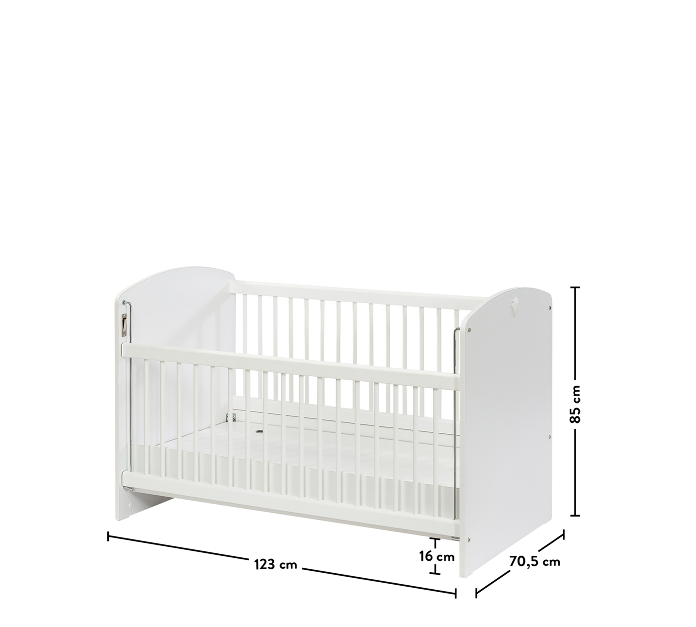 Gewöhnliches Babybett Weiß (höhenverstellbar) (60x120 cm)