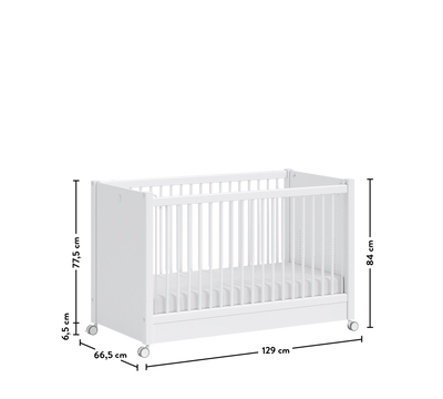 With Wheel Baby Bed White (60x120 cm)
