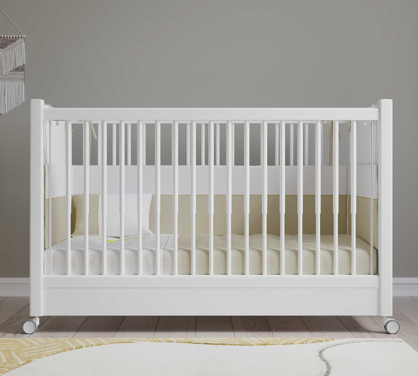 With Wheel Baby Bed White (60x120 cm)