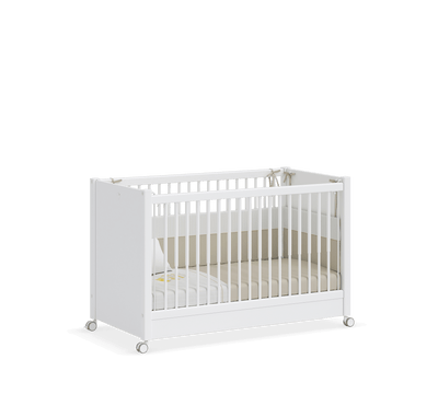 BABY BED WHITE НА КОЛЕСАХ (60x120 см)