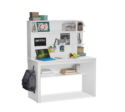 Line Study Desk With Unit White