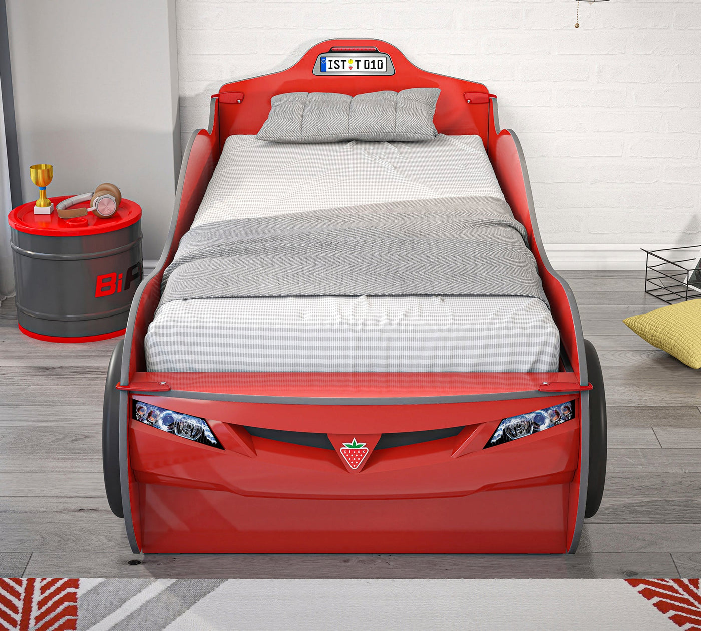 COUPE, سرير سيارة (سرير صديق) (أحمر) (90X190 - 90X180 سم)