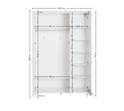 Romantica Kleiderschrank mit 3 Türen