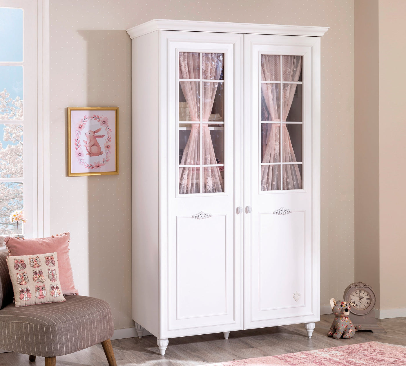 Romantica 2 Doors Wardrobe Whit Window