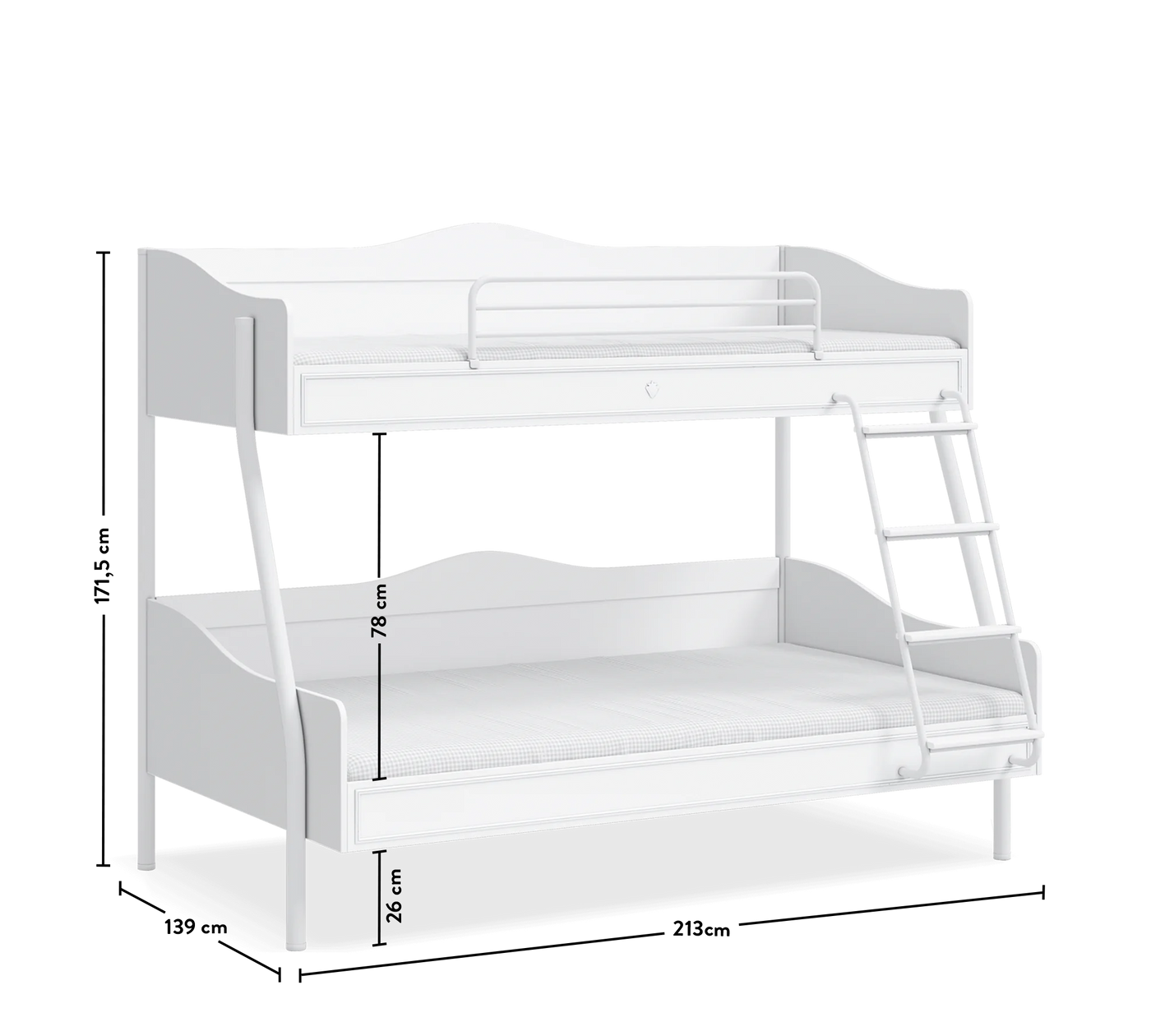 Romantic Large Bunk Bed (90x200-120x200 cm)