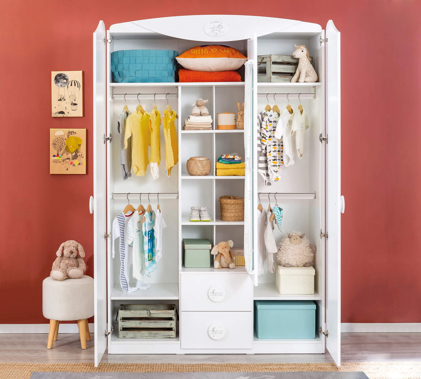 Baby Cotton 3 Doors Wardrobe With Window
