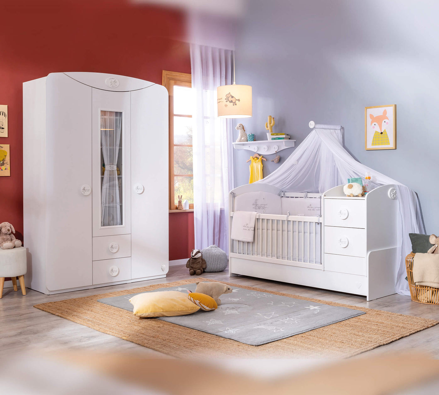 Baby Cotton 3 Doors Wardrobe With Window