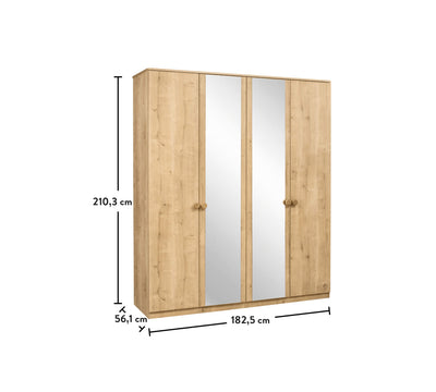 Mocha 4 Doors Wardrobe