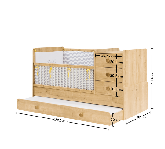 Mocha Convertible Baby Bed (With Parent Bed)(80x180 cm) – Cilek World