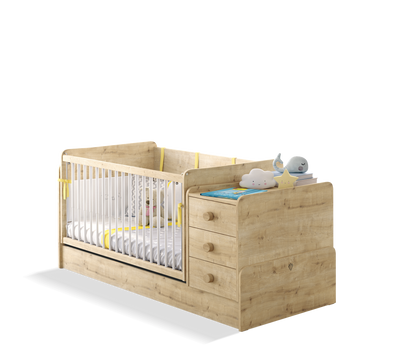 Mocha Swinging-Convertible Baby Bed (70x115-70x160 cm)