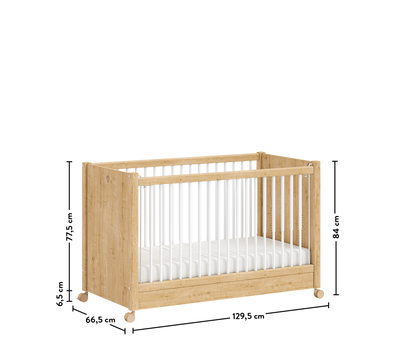 With Wheel Baby Bed Oak (60x120 cm)