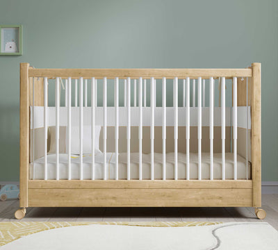 BABY BED OAK НАКОЛЕСАХ (60x120 см)