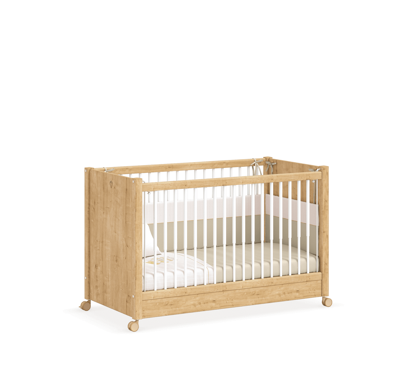 With Wheel Baby Bed Oak (60x120 cm)