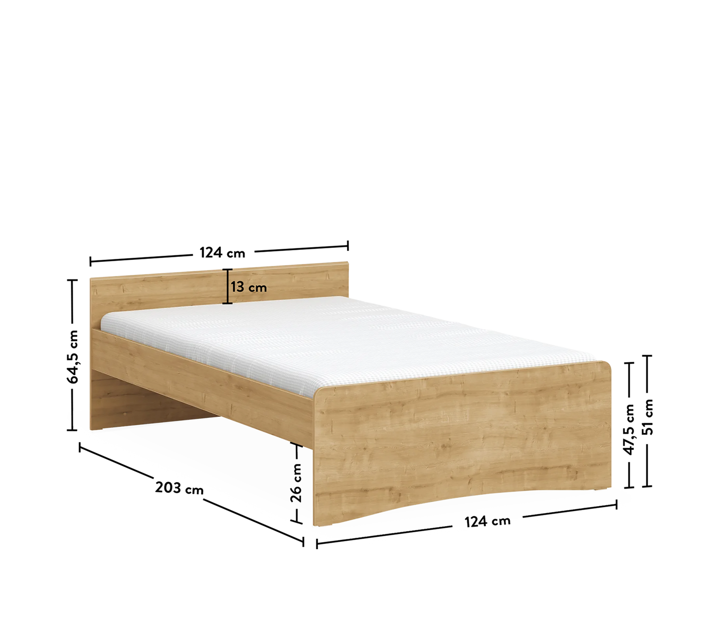 Mocha Headless Bed (120x200 cm)