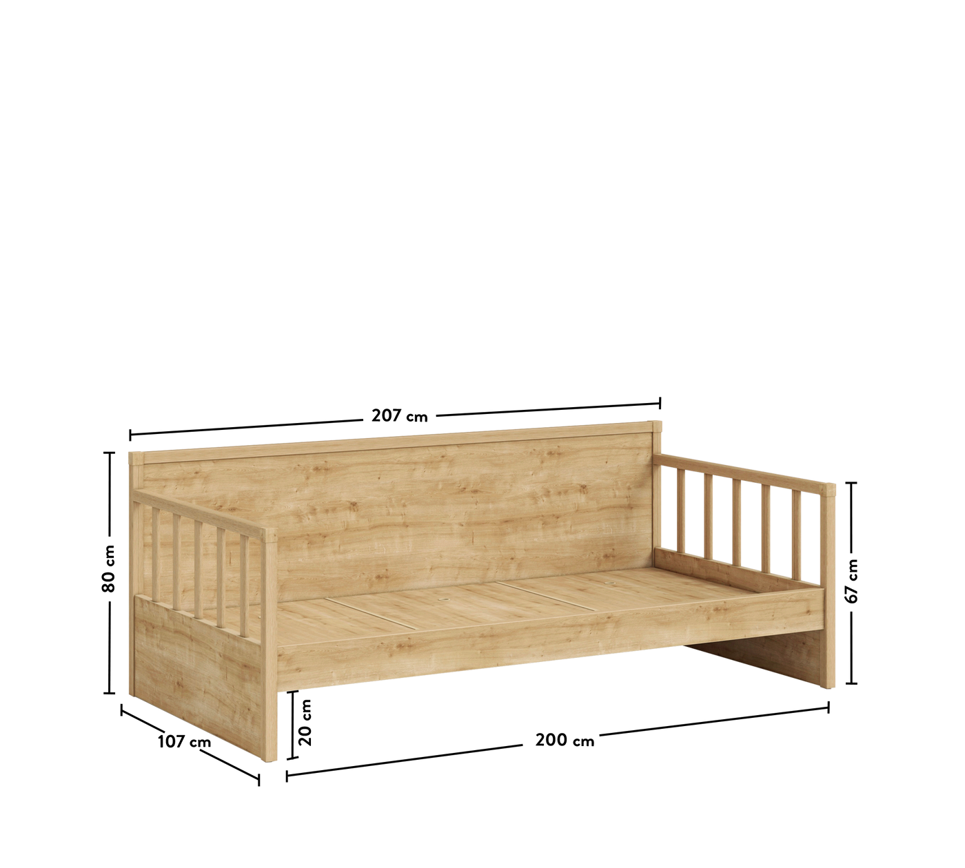Daybed Bed Without Roof (Mocha)(100x200 cm)
