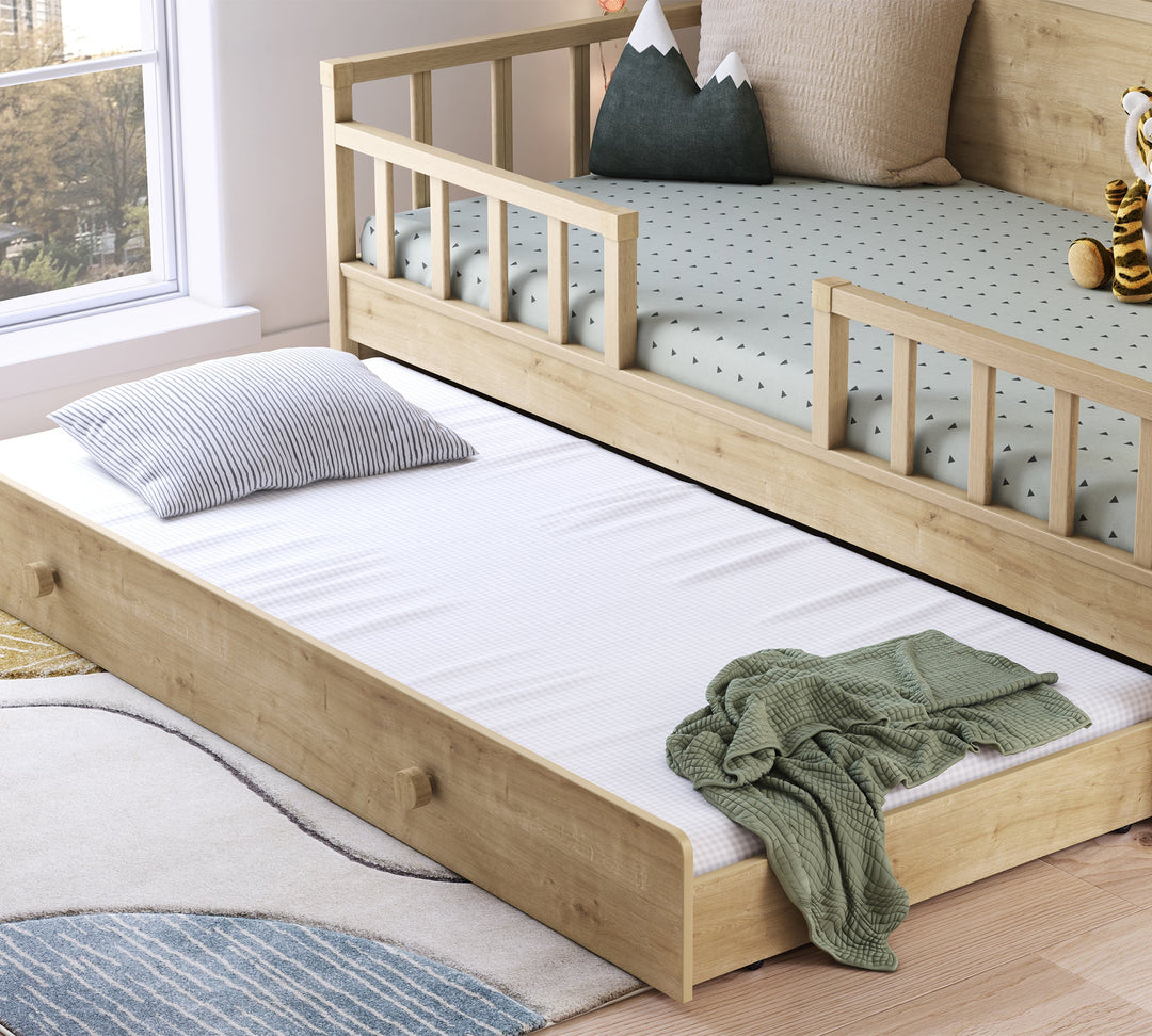 Daybed Bed Without Roof-Mocha (With Pull-out Bed)(100x200 cm
