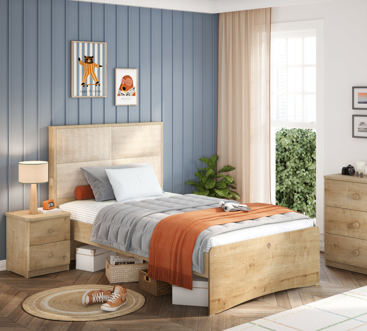 Mocha Döşemeli سرير