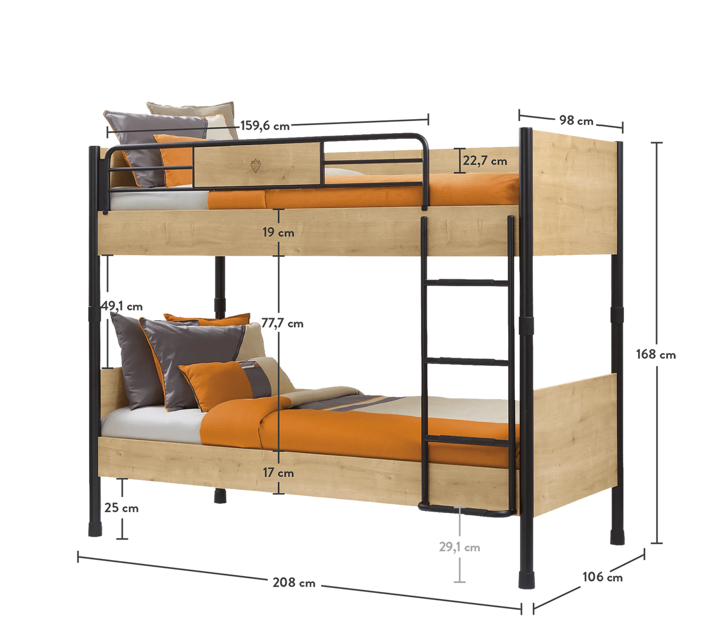 Mocha Bunk Bed (90x200 cm)