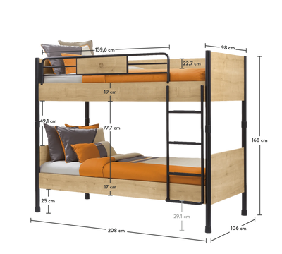 Mocha Bunk Bed (90x200 cm)