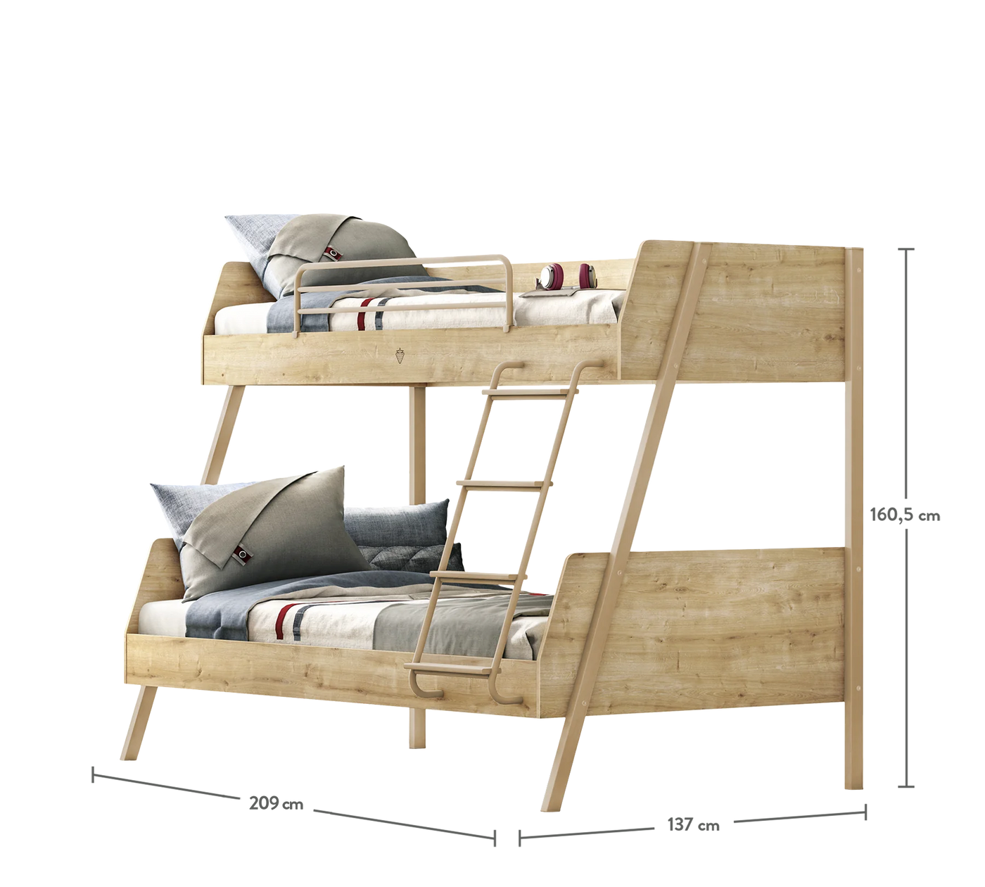 Large Bunk Bed Oak (90x200-120x200 cm)
