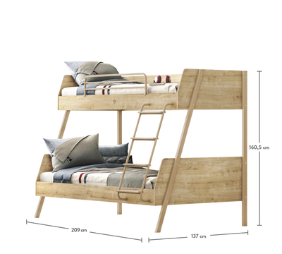 Large Bunk Bed Oak (90x200-120x200 cm)