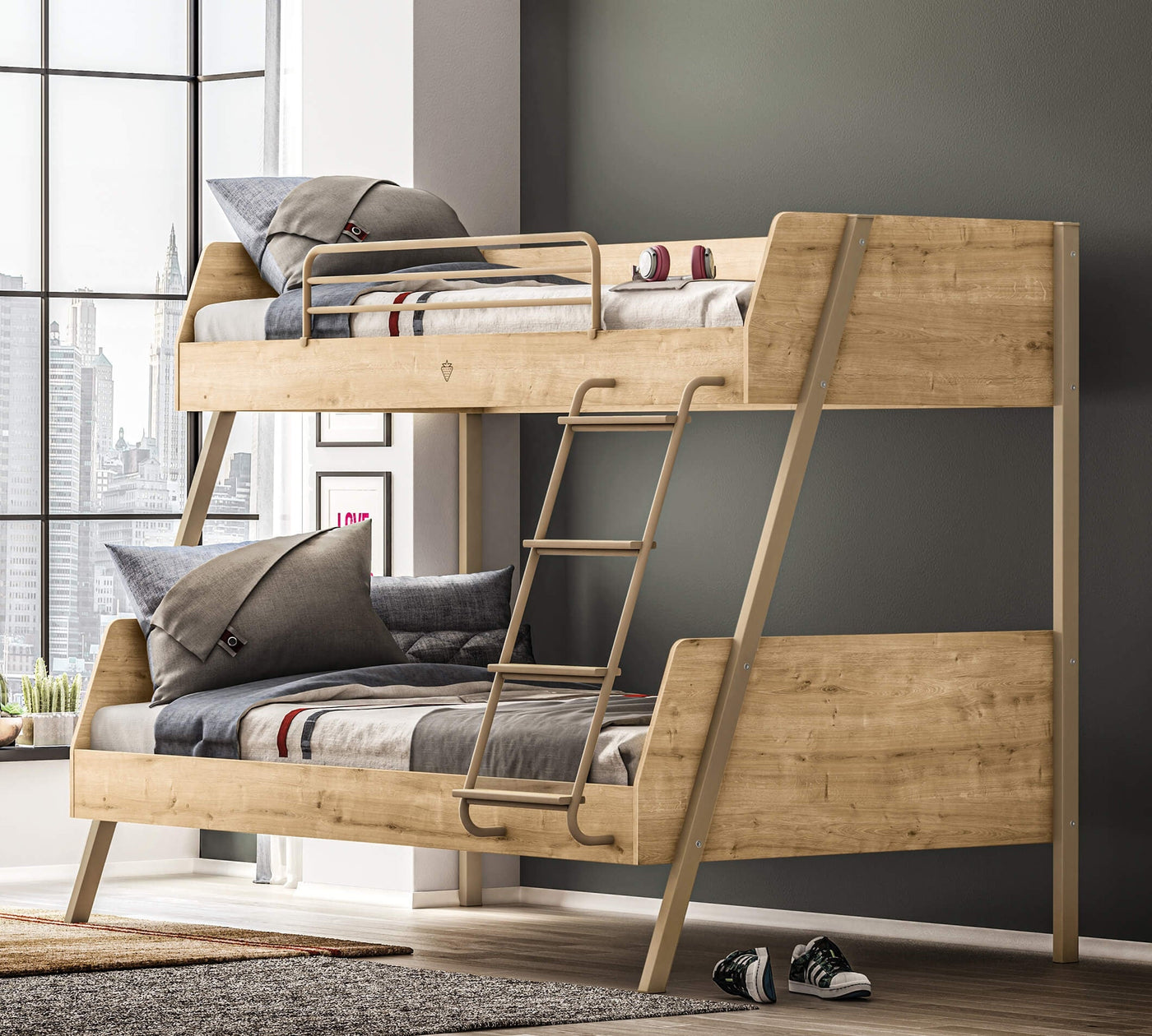 Large Bunk Bed Oak (90x200-120x200 cm)