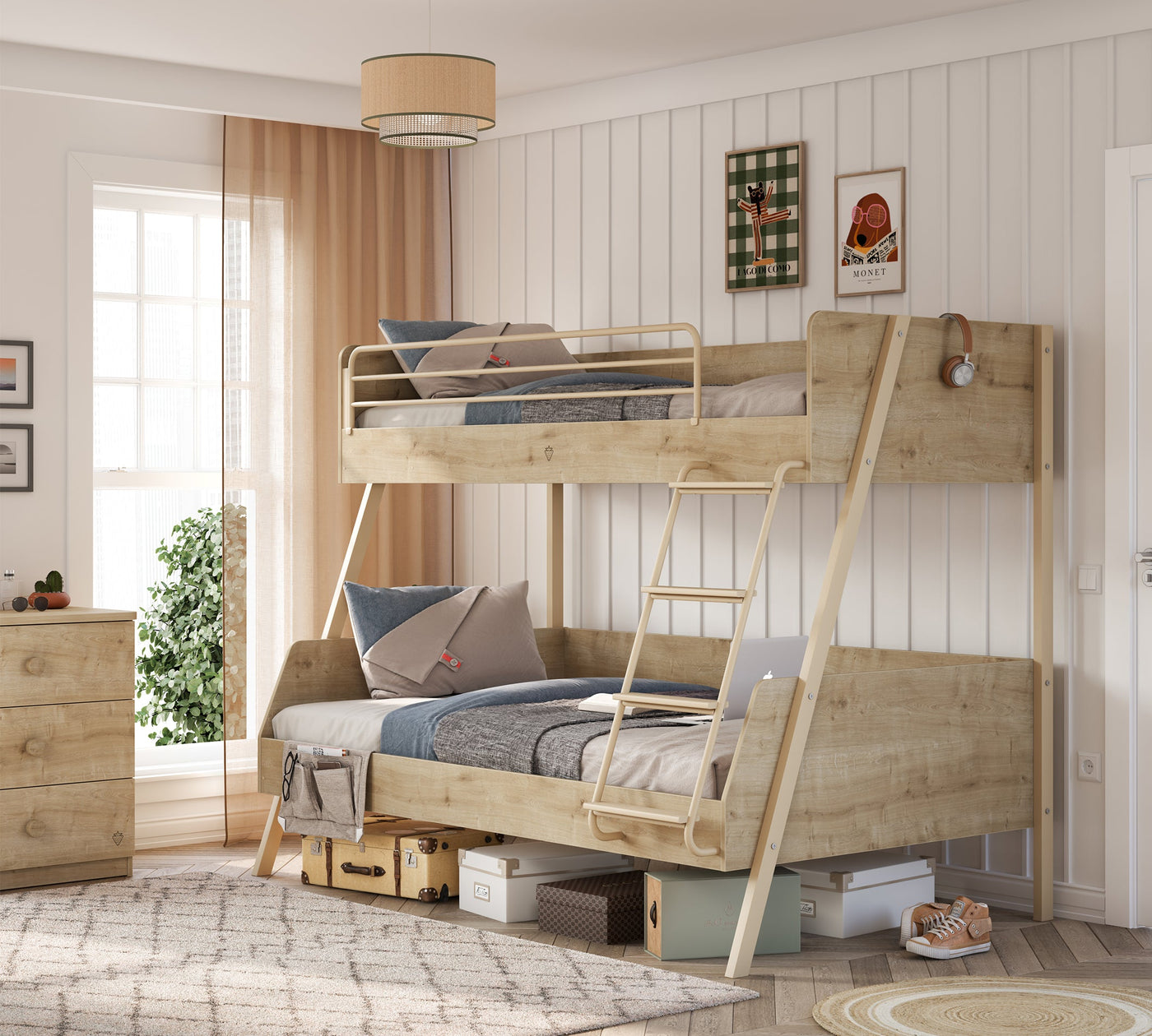 Large Bunk Bed Oak (90x200-120x200 cm)