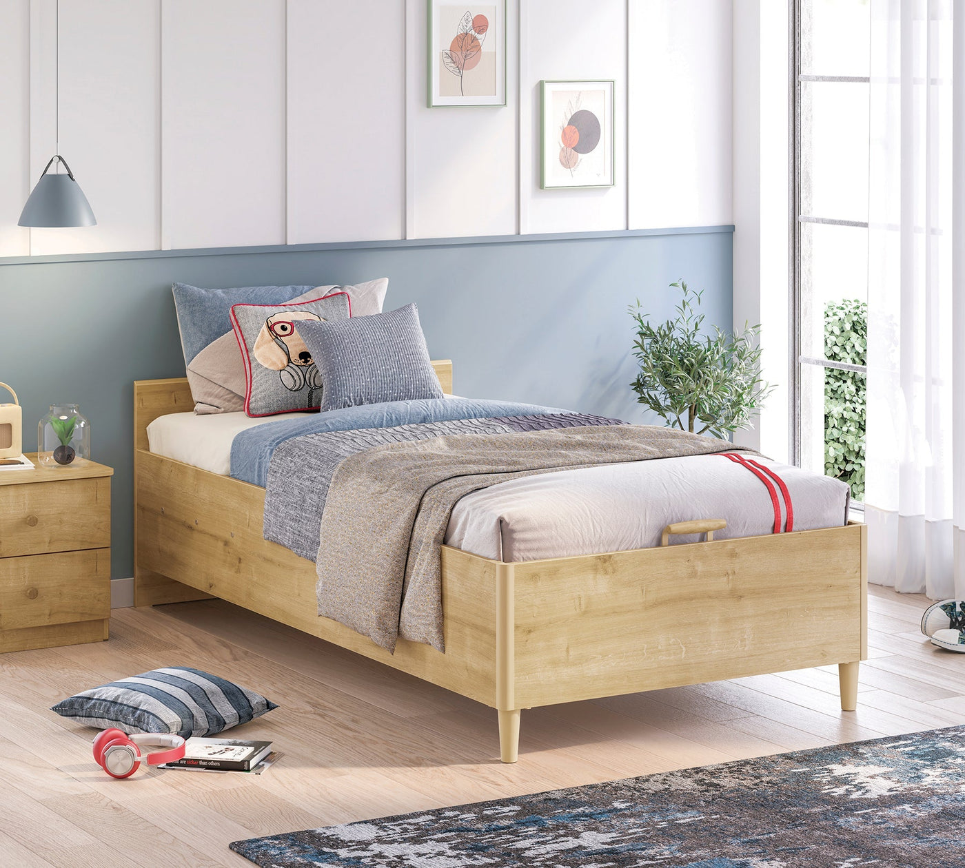 Mocha Headless Bed With Base (100x200 cm)