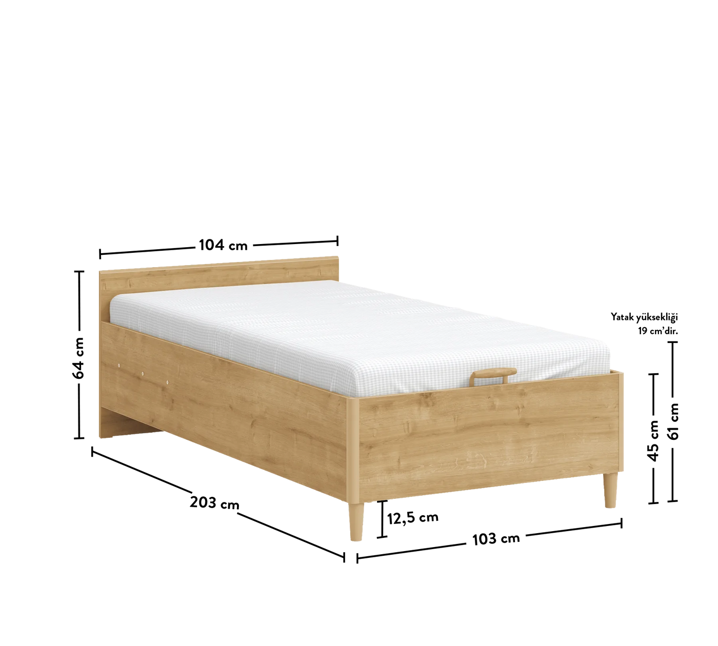 Mocha Headless Bed With Base (100x200 cm)