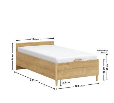 Mocha Headless Bed With Base (100x200 cm)