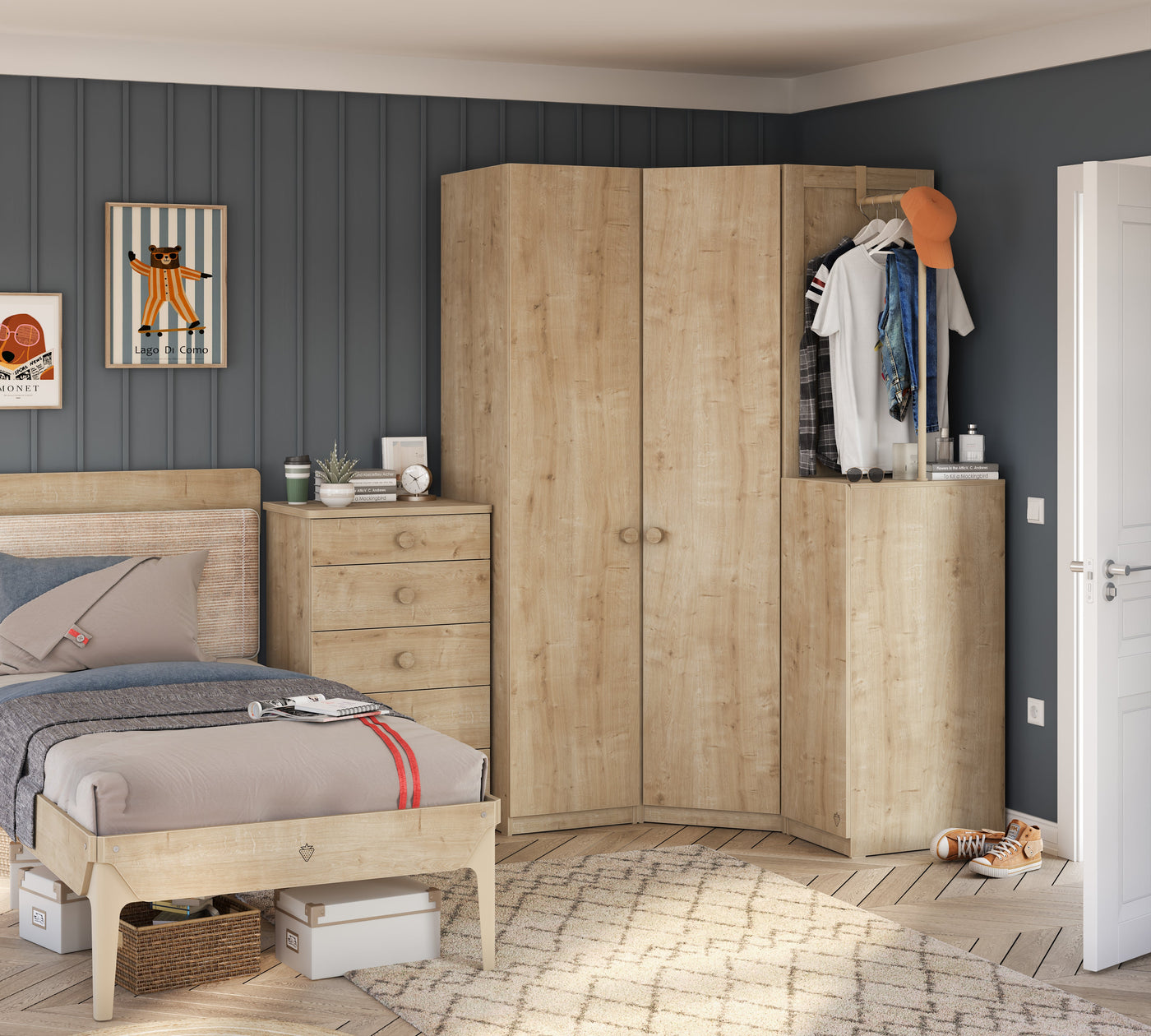 Mocha 1 Doors Wardrobe