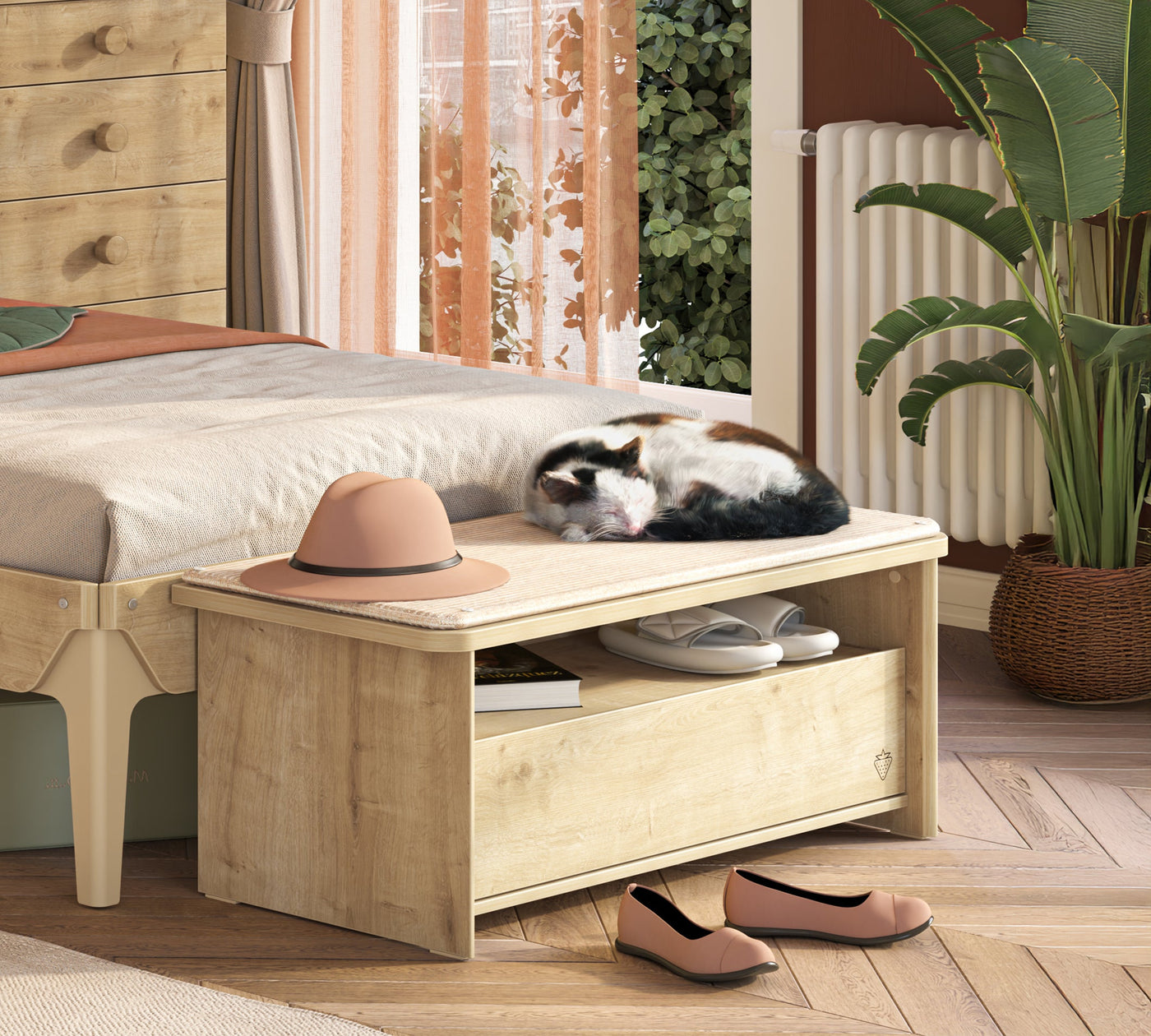 Mocha Ottoman mit Schublade