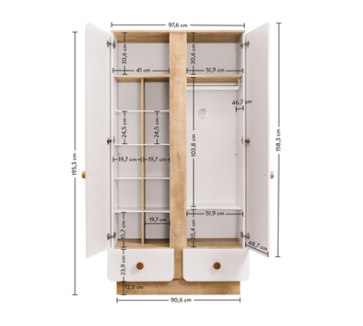 Natura Baby 2 Doors Wardrobe