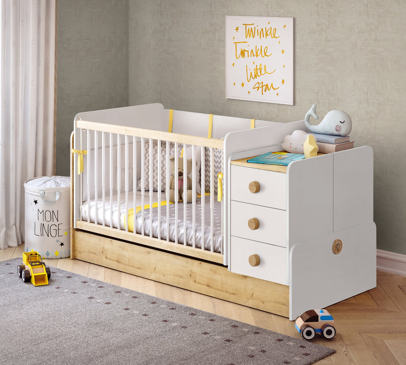 Natura Baby Swinging-Convertible Baby Bed (70x115-70x160 cm)