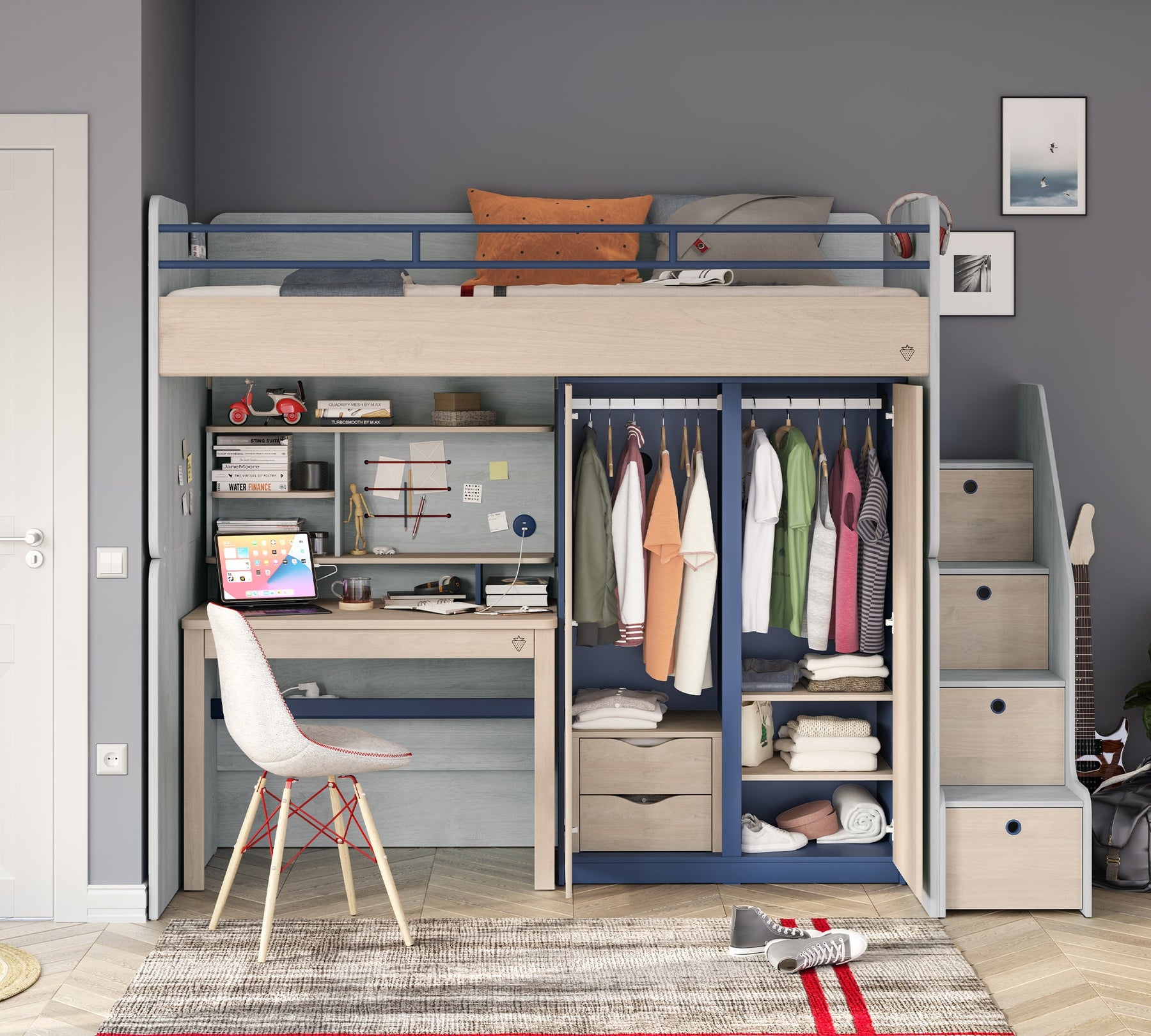 Trio Small Study Desk (With Small Study Unit) – Cilek World