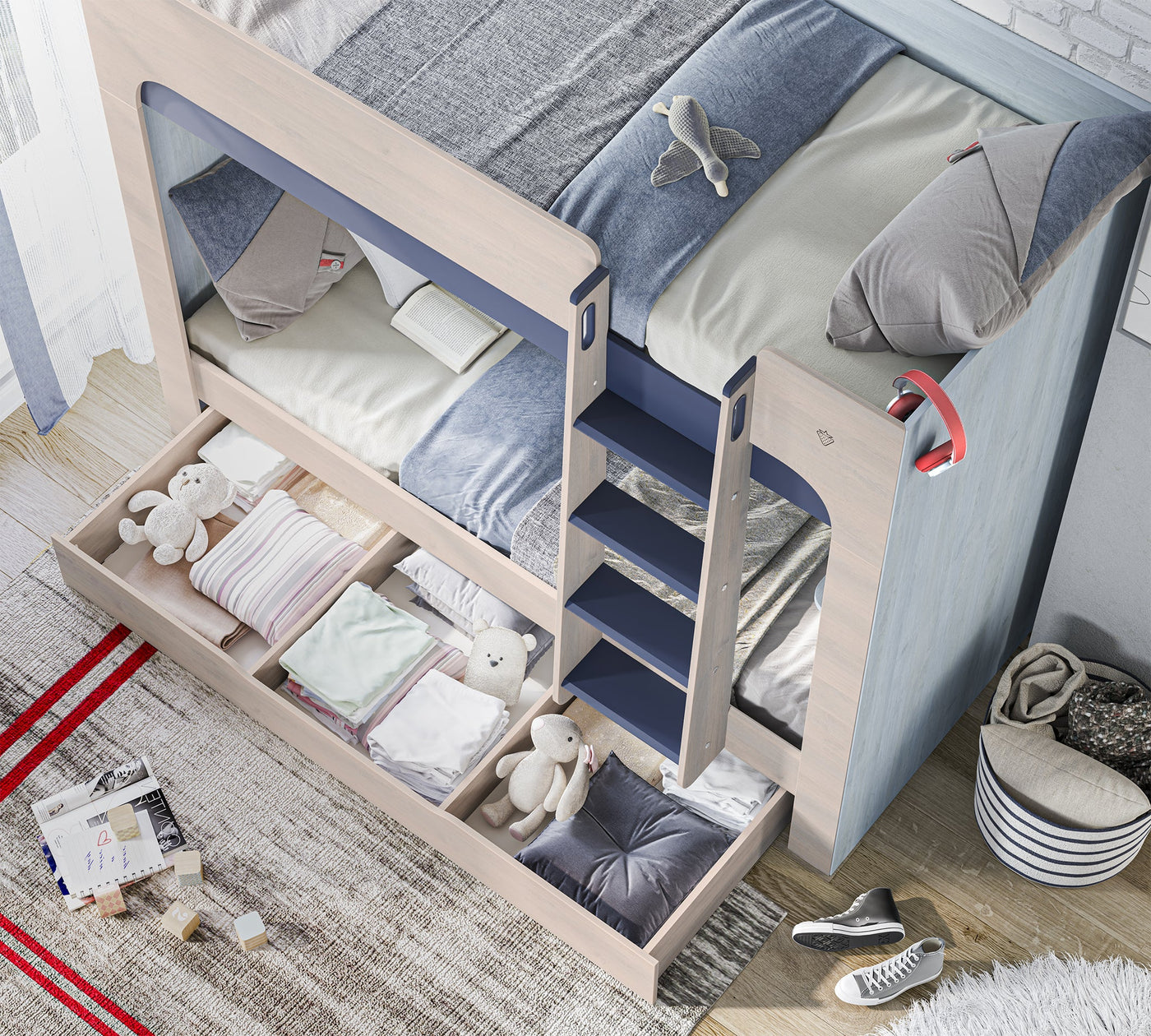 Trio Bunk Bed Under-Drawer With Partitions – Cilek World