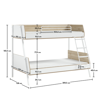 Modera سرير طوابق حجم كبير (90x200-120x200 cm)