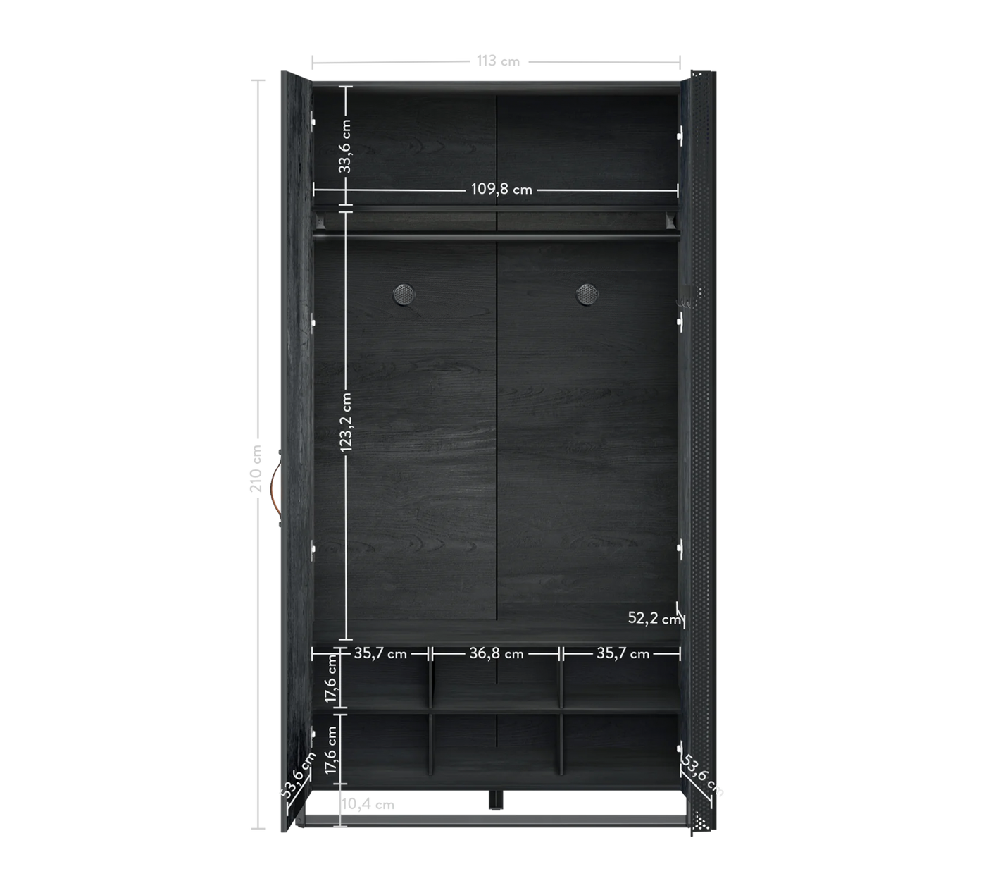 Dark Metal 2 Doors Wardrobe