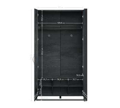 Dark Metal 2 Doors Wardrobe