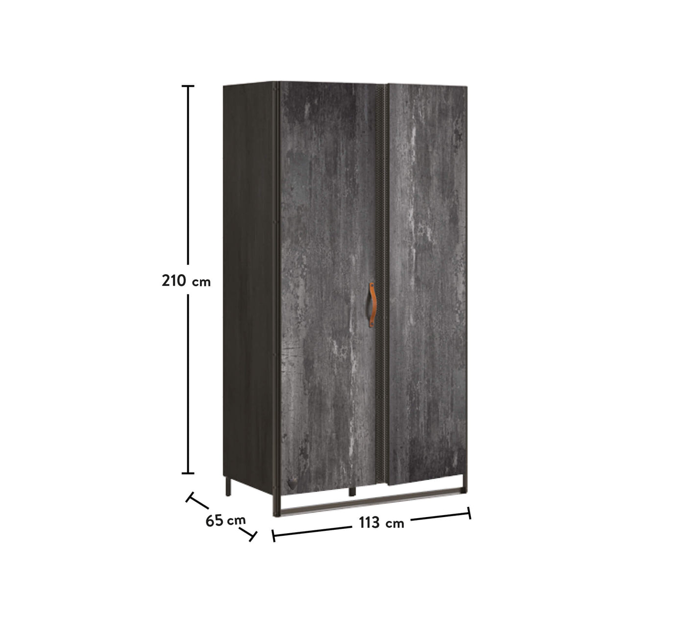 Dark Metal 2 Doors Wardrobe