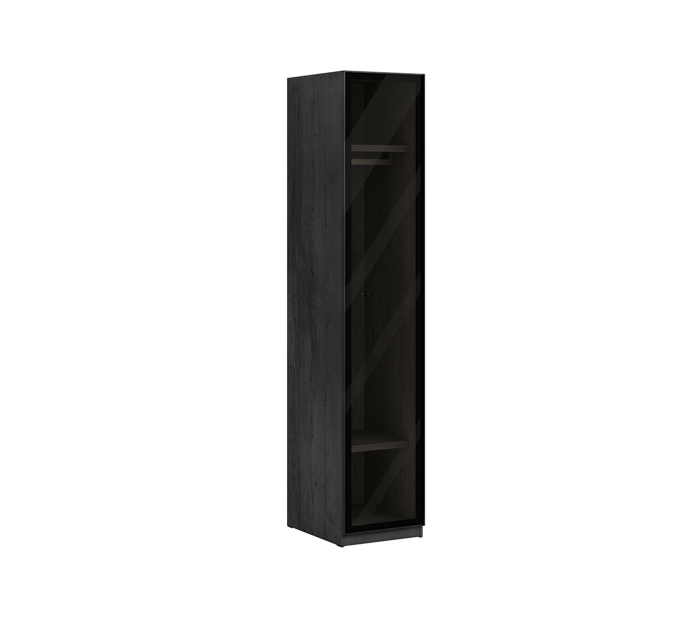 Single Door Wardrobe Black (Glass Door)