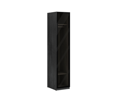 Single Door Wardrobe Black (Glass Door)