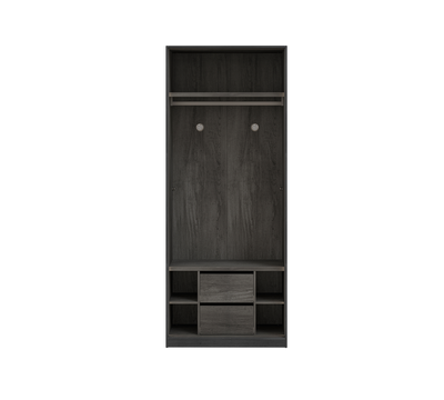 2 Doors Wardrobe Black (Glass Door)