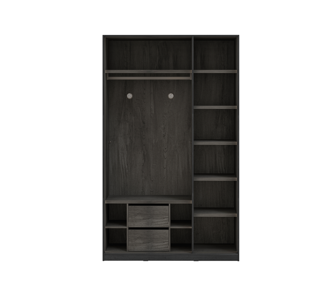 3 Doors Wardrobe Black (Glass Door)