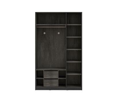 3 Doors Wardrobe Black (Glass Door)