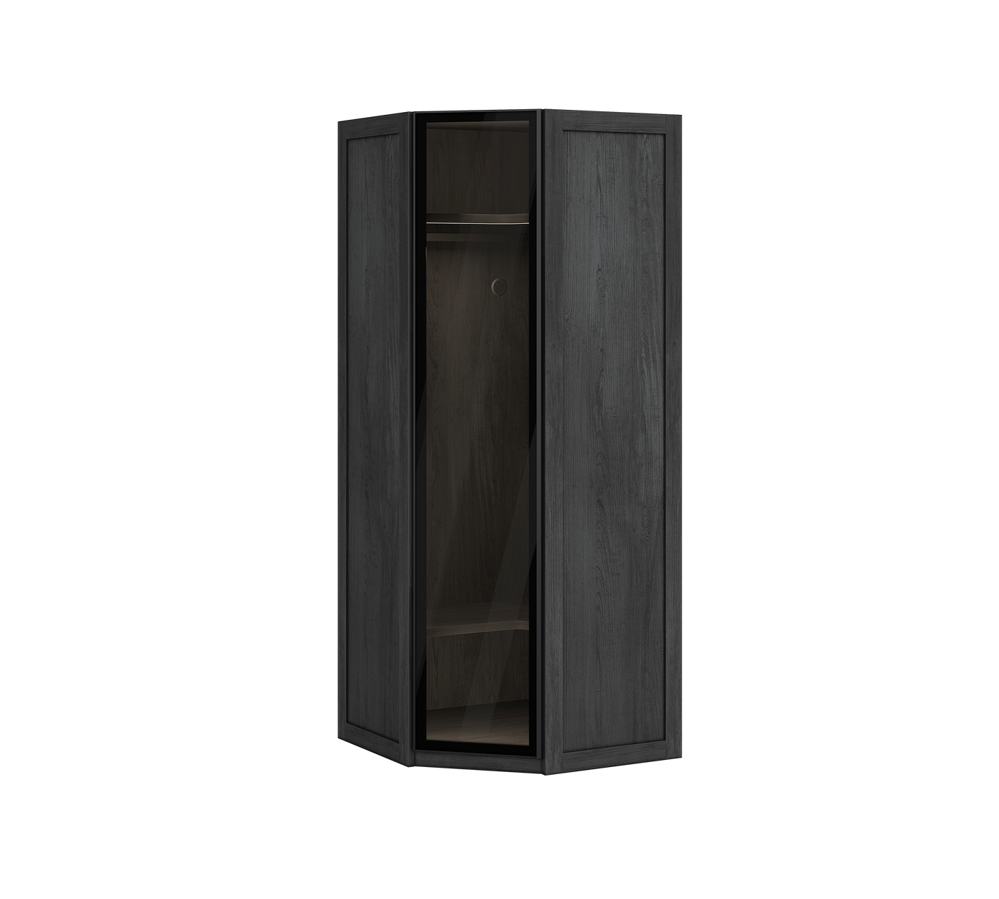 Corner Door Wardrobe Black (Glass Door)