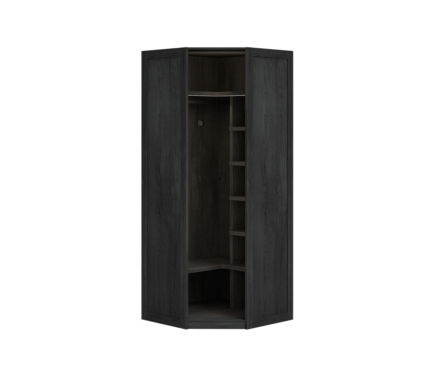 Corner Door Wardrobe Black (Glass Door)