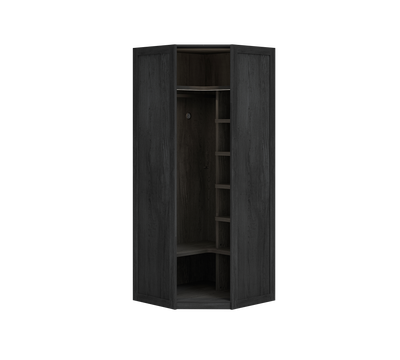 Corner Door Wardrobe Black (Glass Door)