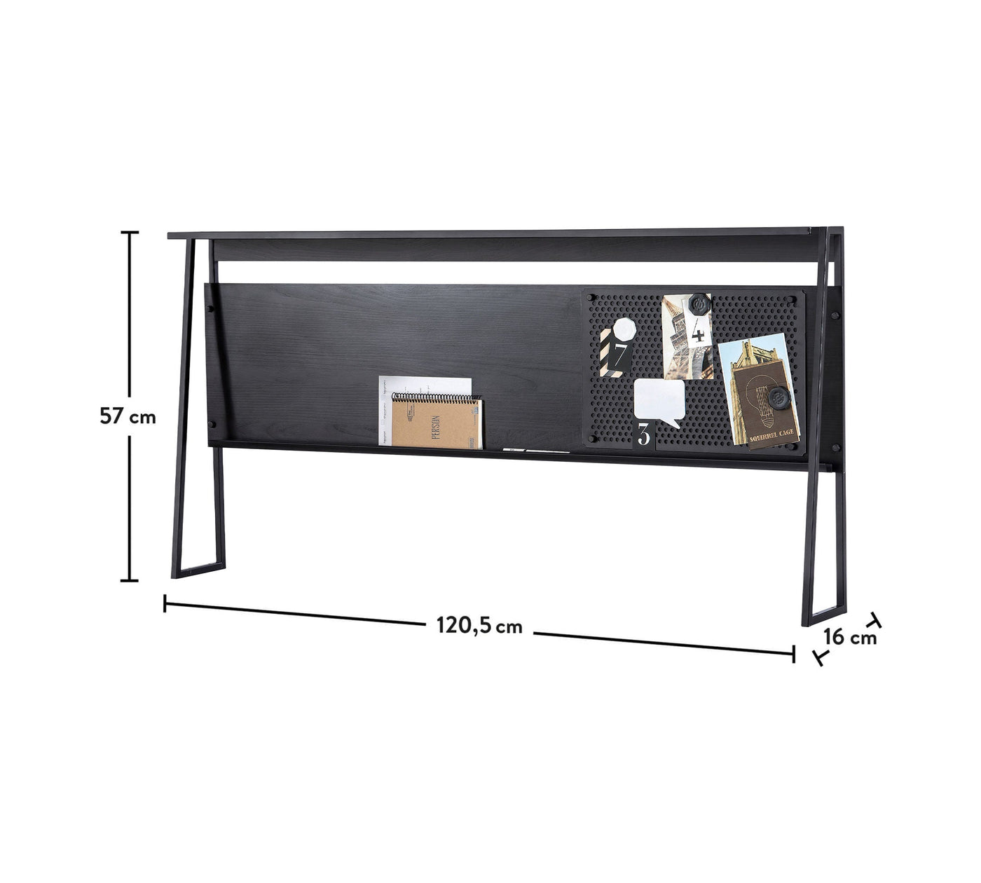 Dark Metal Line Study Desk With Unit