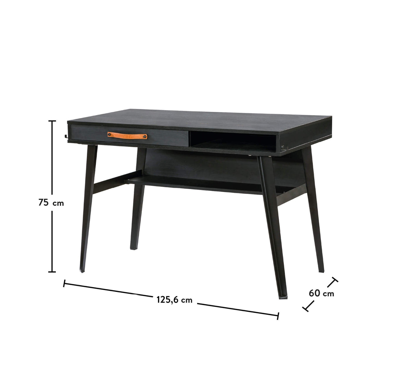 Dark Metal Line Study Desk (With Unit)